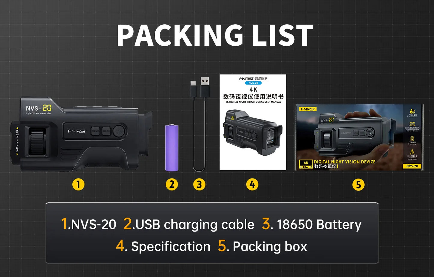 4K HD Monocular Night Vision Device Infrarød 6x digital teleskop - LifafaDenmark Aps