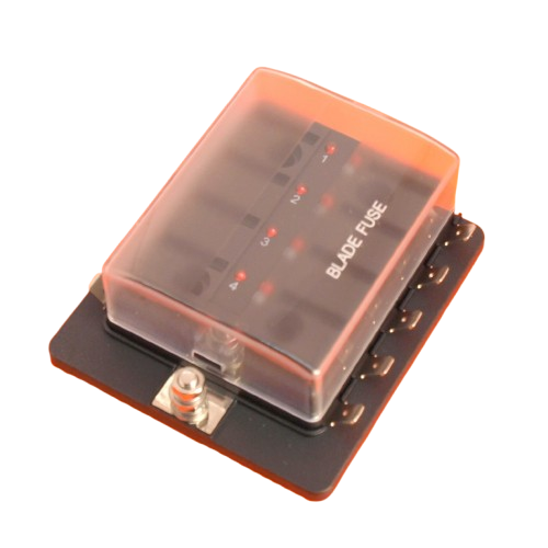 10 vejs LED sikrings boks holder til standard klinge sikringer med advarselslys 12V 24V - LifafaDenmark Aps