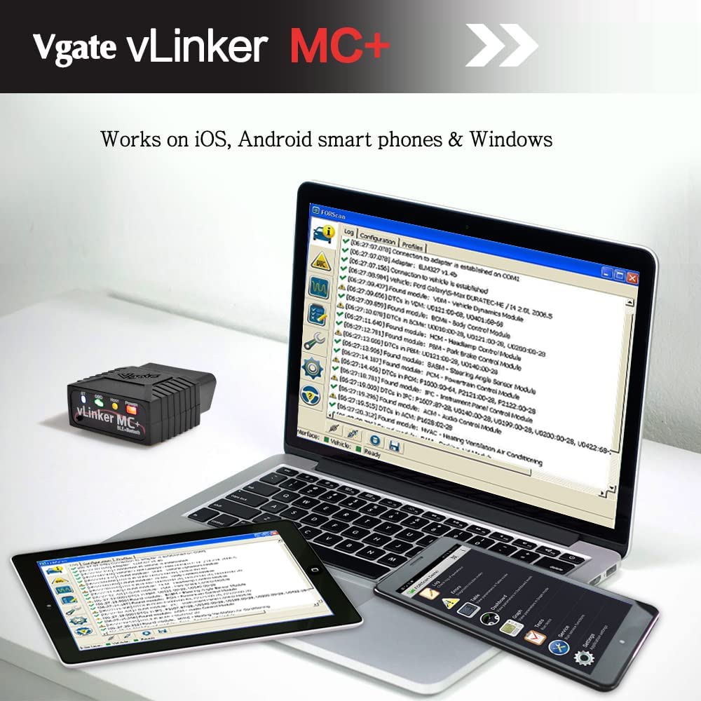 Vgate vLinker MC+ ELM327 Bluetooth diagnostisk Tester til BimmerCode FORScan Apps