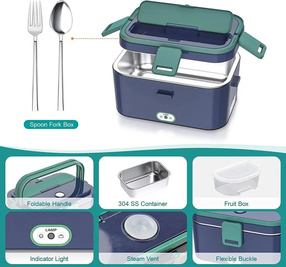 Elvarme Madkasse Bærbar til Bil Kontor Madvarmer Beholder 1,8L - LifafaDenmark Aps