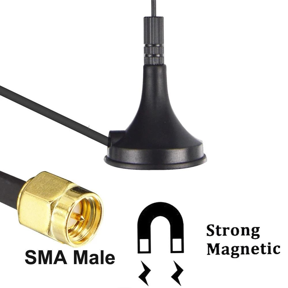 Dual Band WiFi 2.4GHz 5GHz 5.8GHz 12dBi 4g antenne magnetisk base SMA han antenne - LifafaDenmark Aps