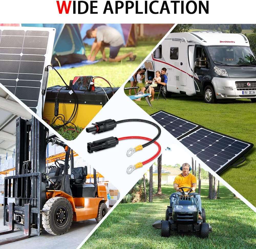 Solar Panel Connector Kabel, Solar Connector til O Ring Solar Panel Adapter Kabel med han- og hunstik - LifafaDenmark Aps