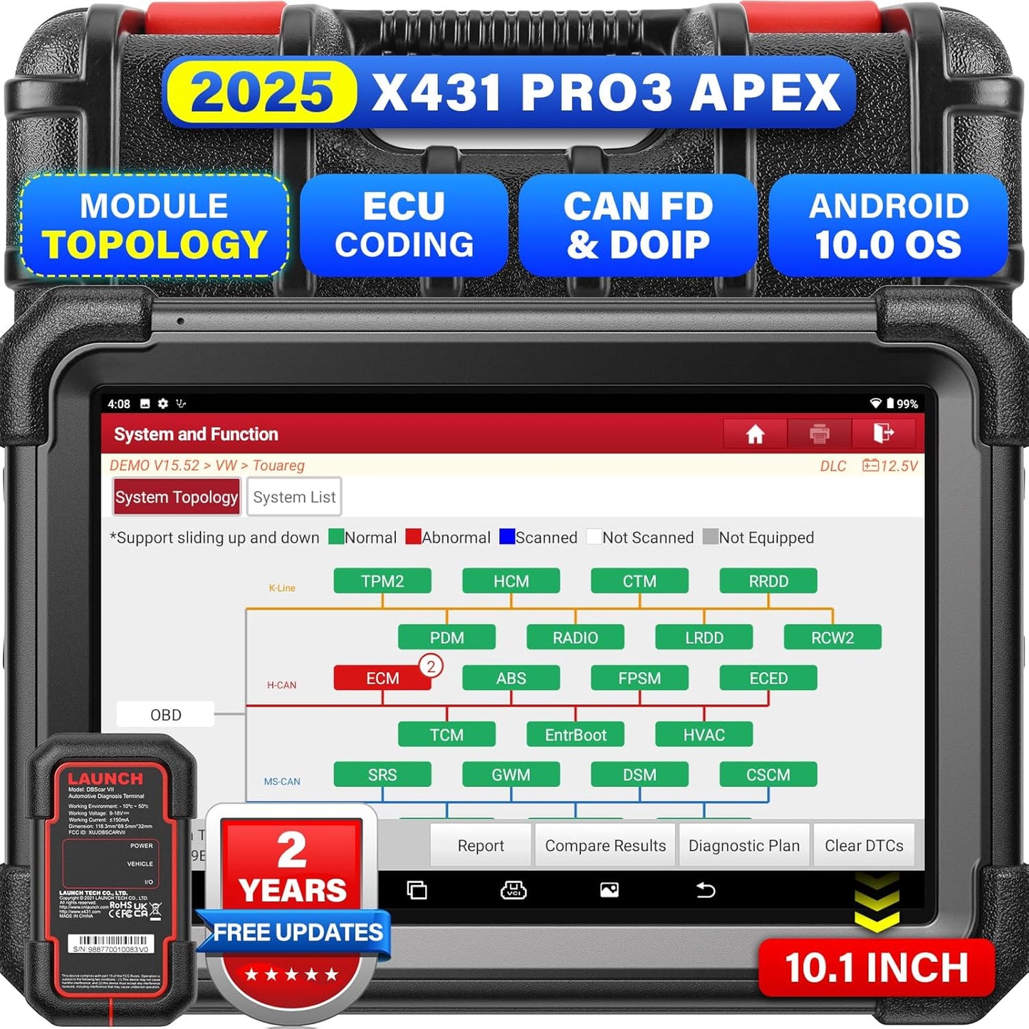 LAUNCH X431 PRO3 APEX + Smartlink HD, Alt i en 12V + 24V bil og lastbil tester (10" tablet + 2 års gratis software opdateringer) - LifafaDenmark Aps
