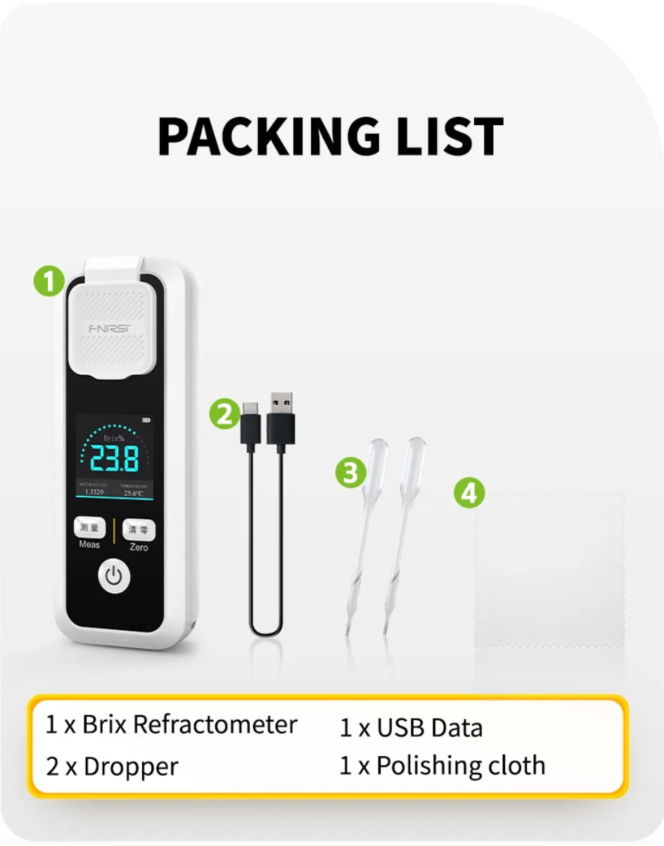 FNIRSI JBM-20 Digital Brix Refraktometer Genopladelig Sukker indholds måler - LifafaDenmark Aps
