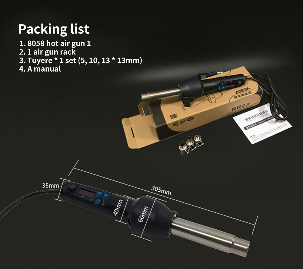Bærbar varm luft pistol aflodnings station Digitalt display Justerbart - LifafaDenmark Aps