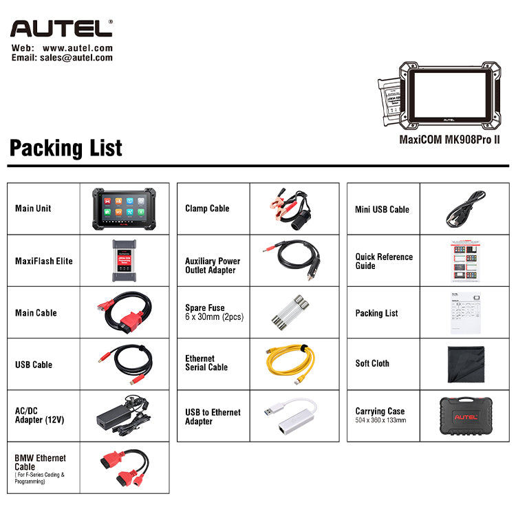 Autel MaxiCOM MK908 Pro II, J2534 ECU programmerings kodnings scannings værktøj + Autel BT 506 gratis - LifafaDenmark Aps