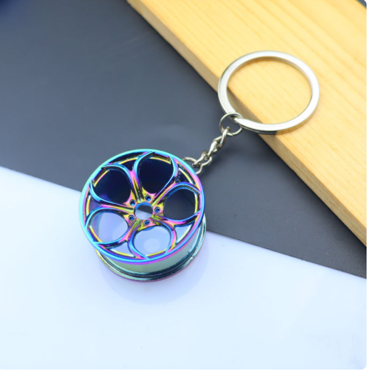 Bil metal nøgleringe - Turbo Gear Nav Bremseskive Støddæmper Pendant Nøglering No.12 - LifafaDenmark Aps