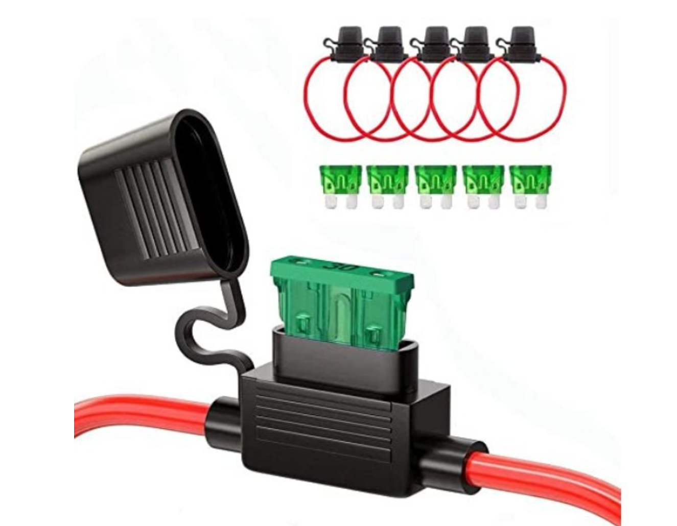 10 x Inline sikrings holder 12V 30A til standard bladsikringer Sprøjtsikker bil cykel - LifafaDenmark Aps