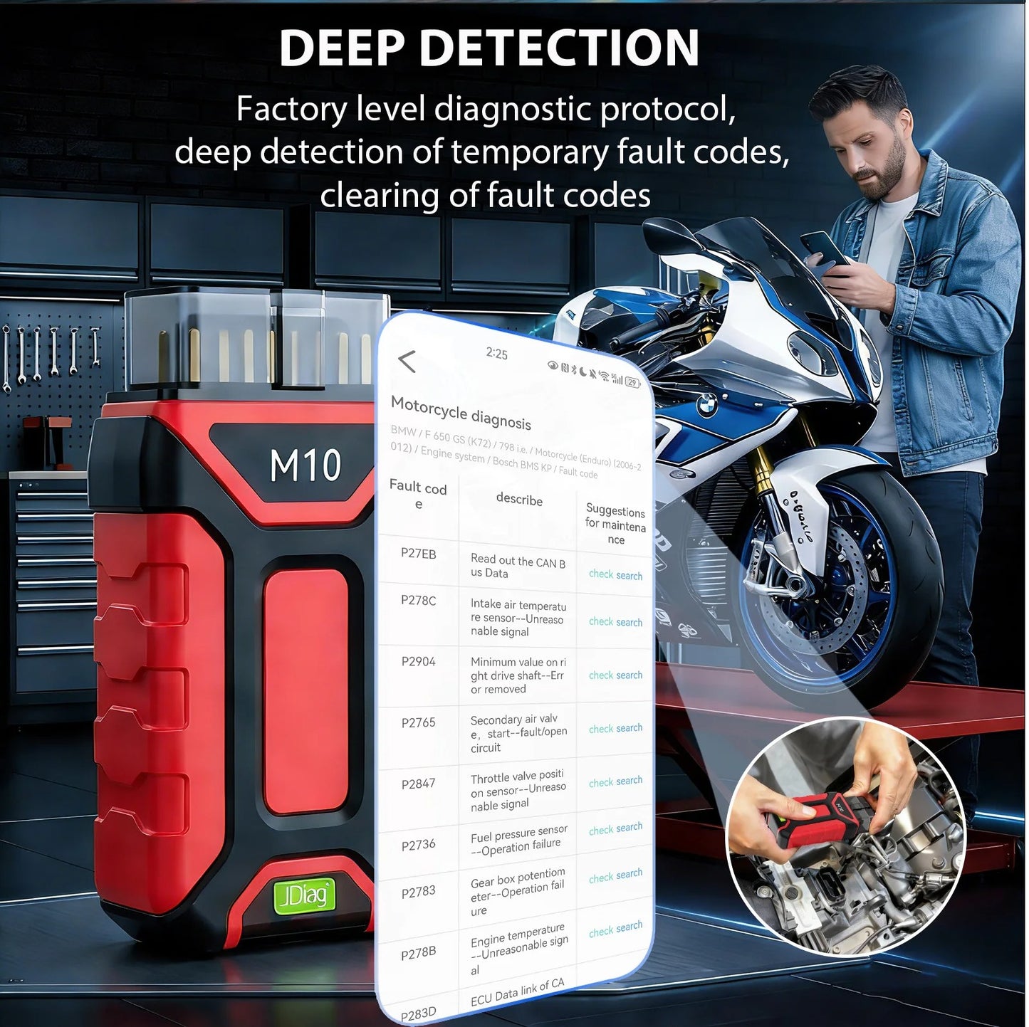 Til Harley-Davidson Alle systemer OBD2-scanner Diagnostik til motorcykel TPS-service Nulstil ABS-kodning CO tomgang