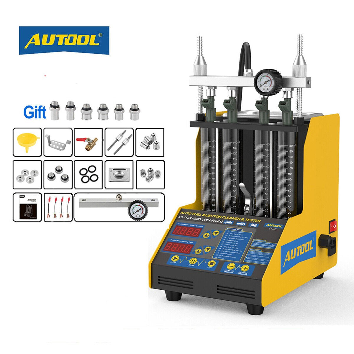 CT150 Ultrasonic Fuel Injector Cleaner Tester Rense maskine Bilmotor - LifafaDenmark Aps