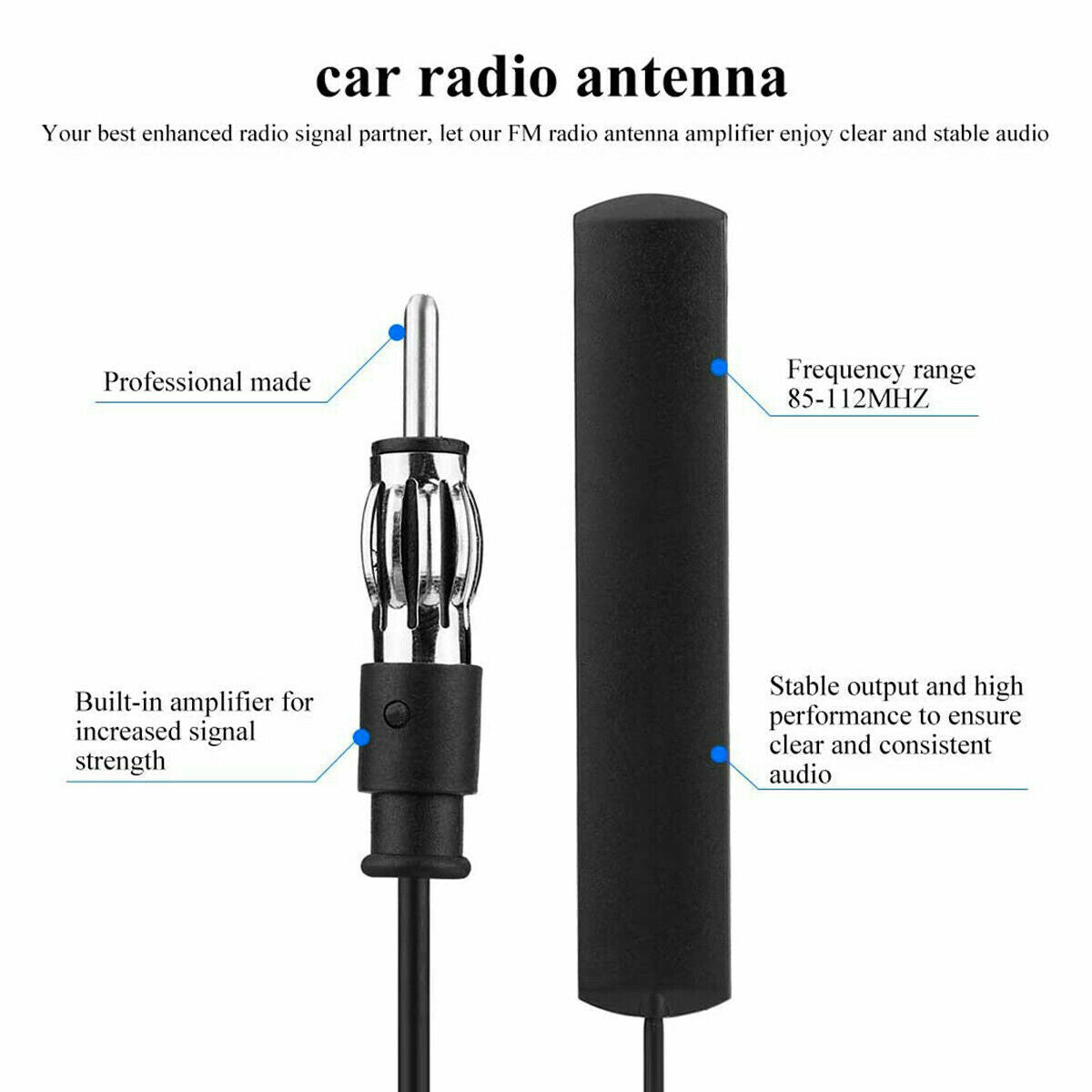 Stereo bil radio antenne AM FM internt monteret forrude forstærket antenne