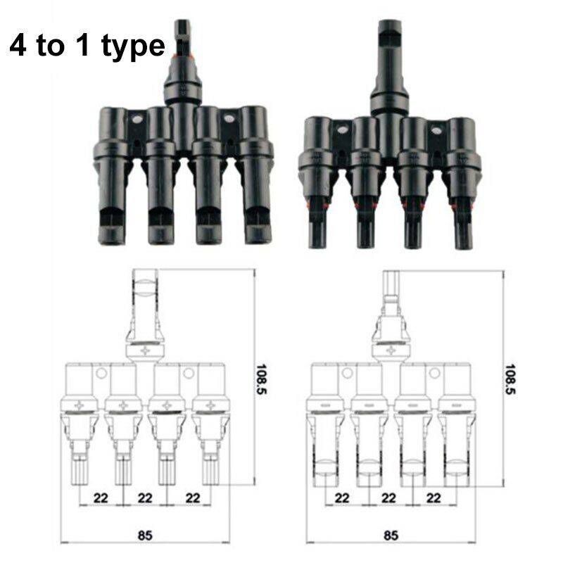 1 Par T gren 4 til 1 stik Solpanel Parallel Adapter Kabel MMF FFM stik - LifafaDenmark Aps