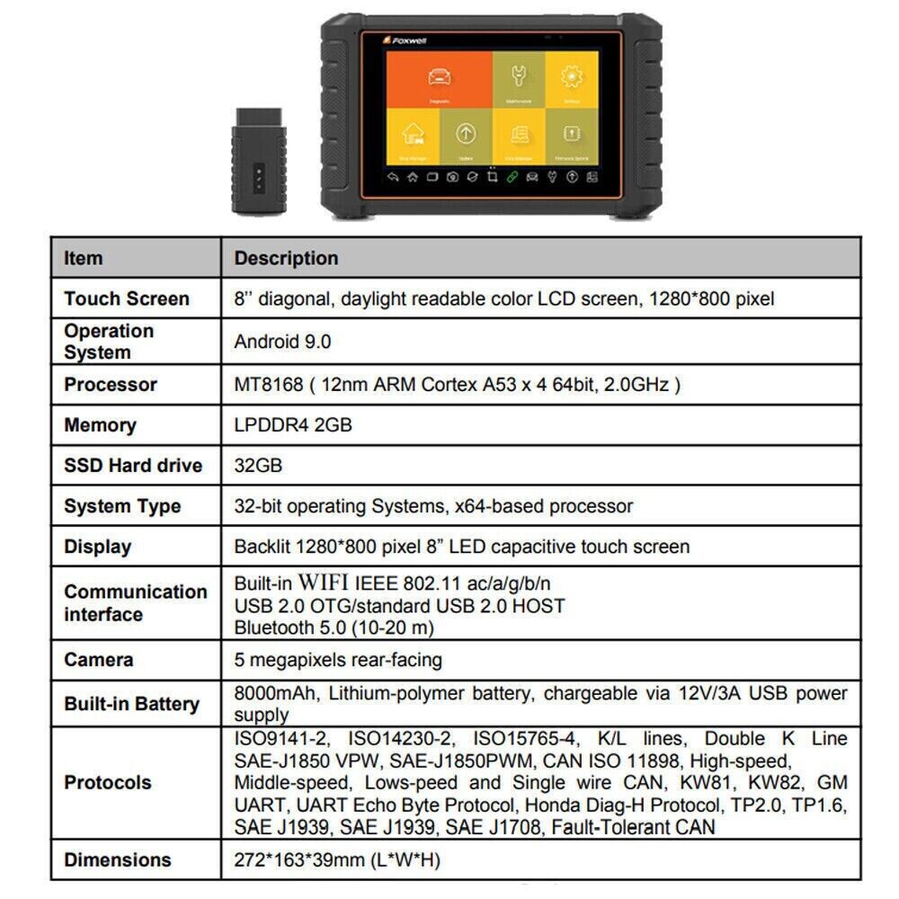 Foxwell NT909 Pro-Garage Business Car Van Diagnostic Tablet Fejlkode Scan Tool - LifafaDenmark Aps