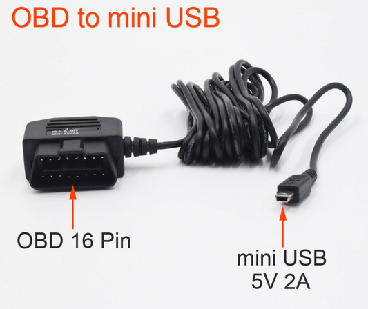 OBDII DC-konverter modul 12V 24V til 5V 2A med mini-USB-kabel