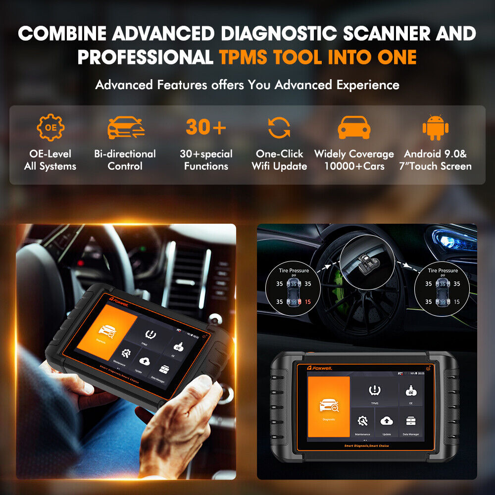 Foxwell NT809TS Bi-directional All System Car OBD2 Diagnostic Scanner Code Reader - LifafaDenmark Aps