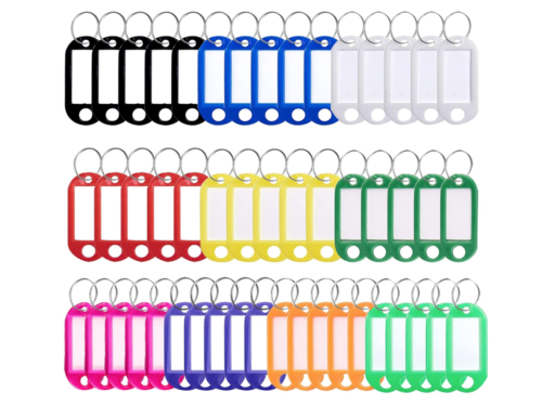20x Nøglemærker Plast Nøgleringe ID-mærker Navnemærkat Nøglebrik vilkårlig farve