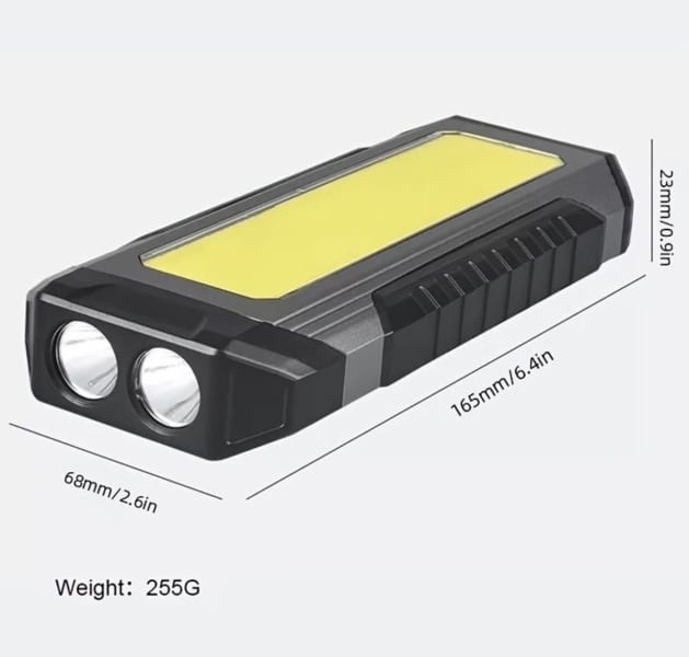 Multifunktionelt arbejdslys 2*XPE LED + Hvid/Rød COB med stativ, krog og magnet - LifafaDenmark Aps