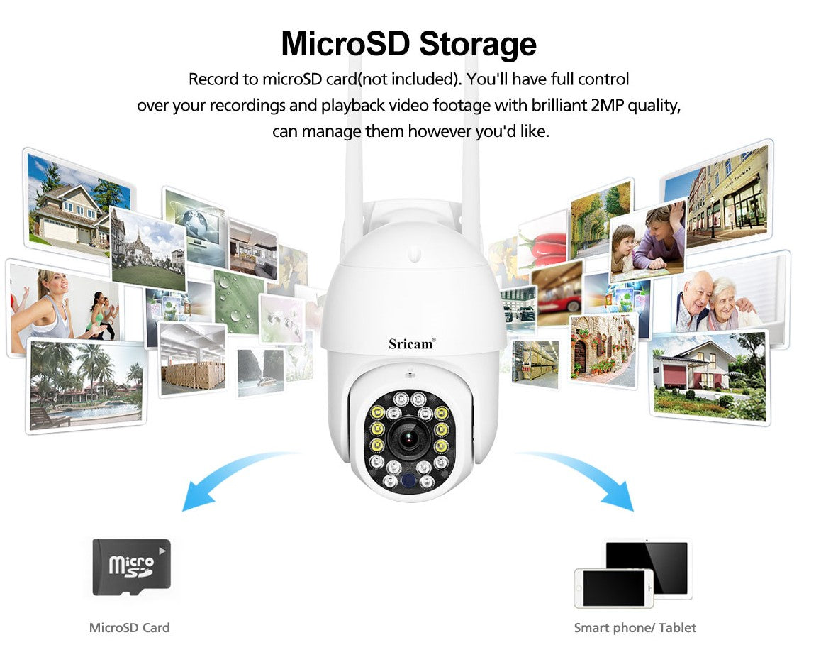 SRIHOME 360 ° 3MP, FHD, vandtæt IP-kamera, Fuldfarve Nattesyn - LifafaDenmark Aps