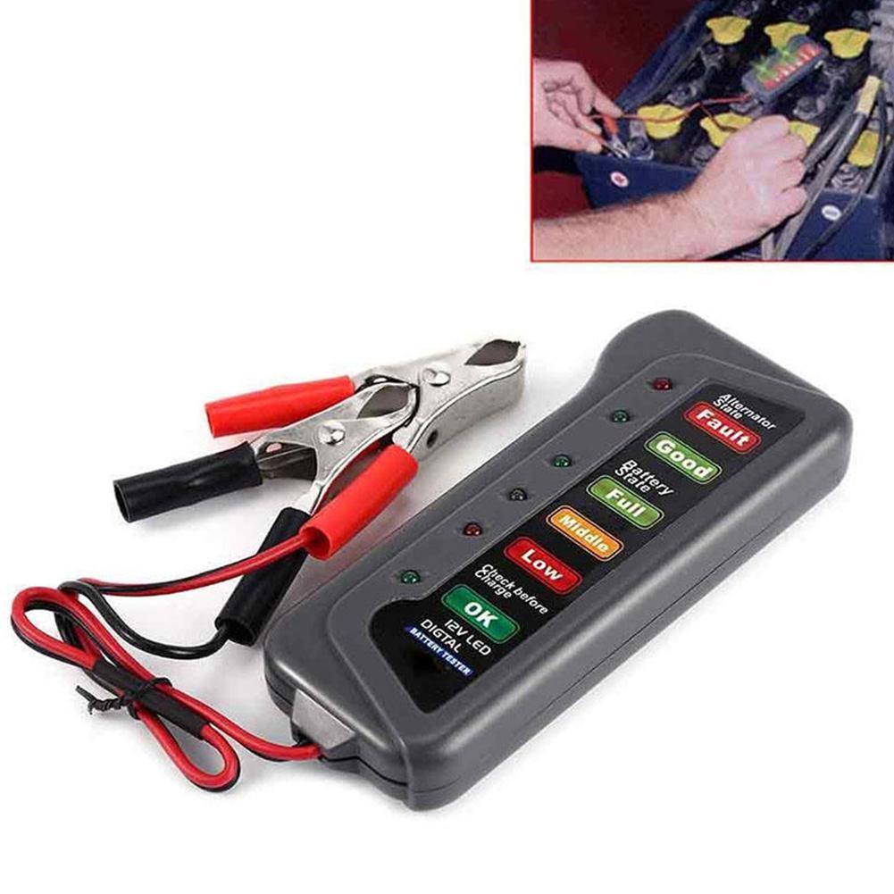 12V Auto Car Digital Battery Tester Diagnostic Tool Alternator 6 LED-lys - Lifafa Denmark