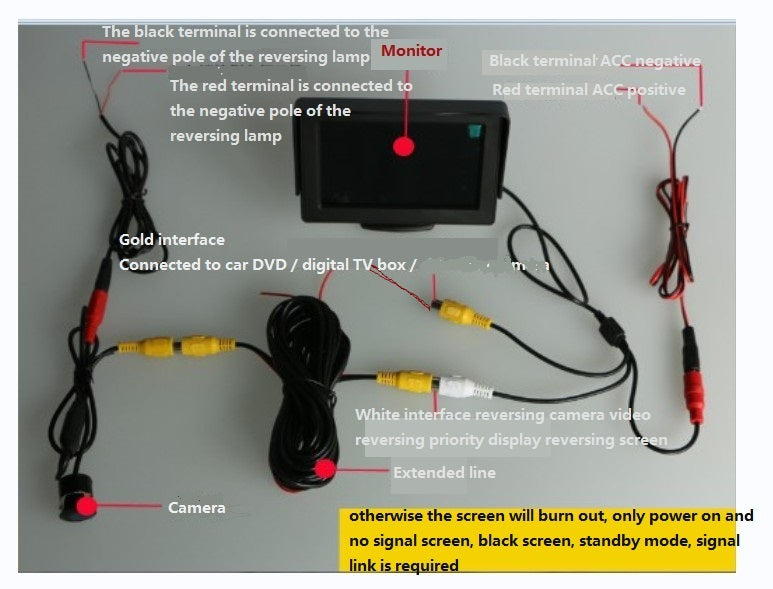 4.3 LCD -skærm + bakkamera 170 ° bilsete bagfra til Bil, Bus, Vogn - LifafaDenmark Aps