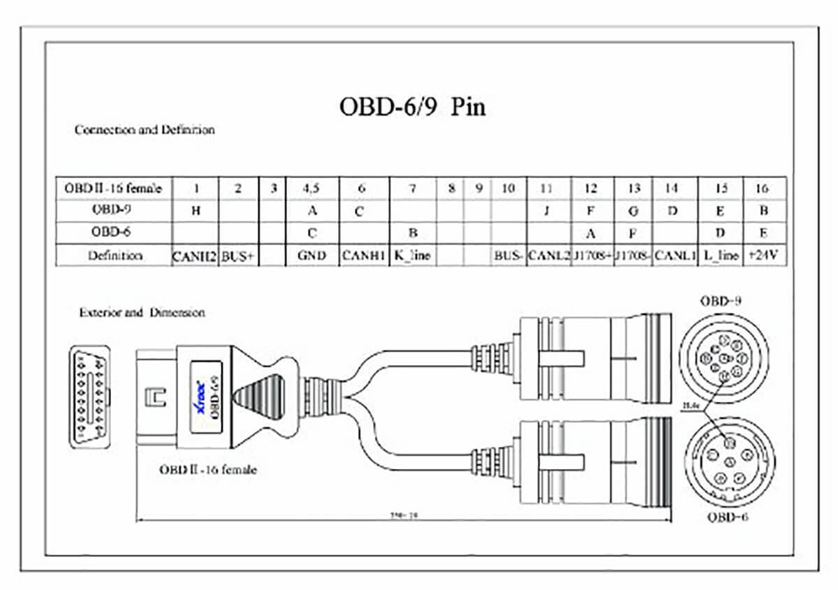 6+9 Pin To 16 Pin OBD II Adapter Diagnostic Cable Cummins For Heavy Diesel Truck - Lifafa Denmark