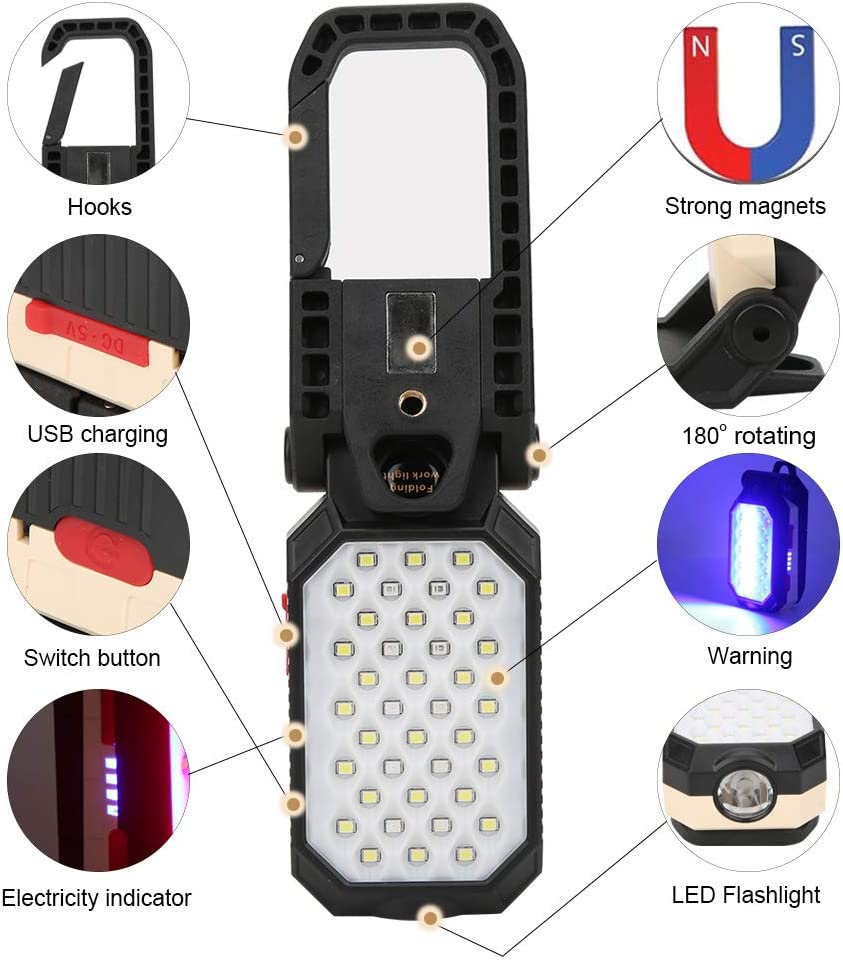 COB LED Arbejdslys Værkstedslys Genopladelig lommelygte - LifafaDenmark Aps