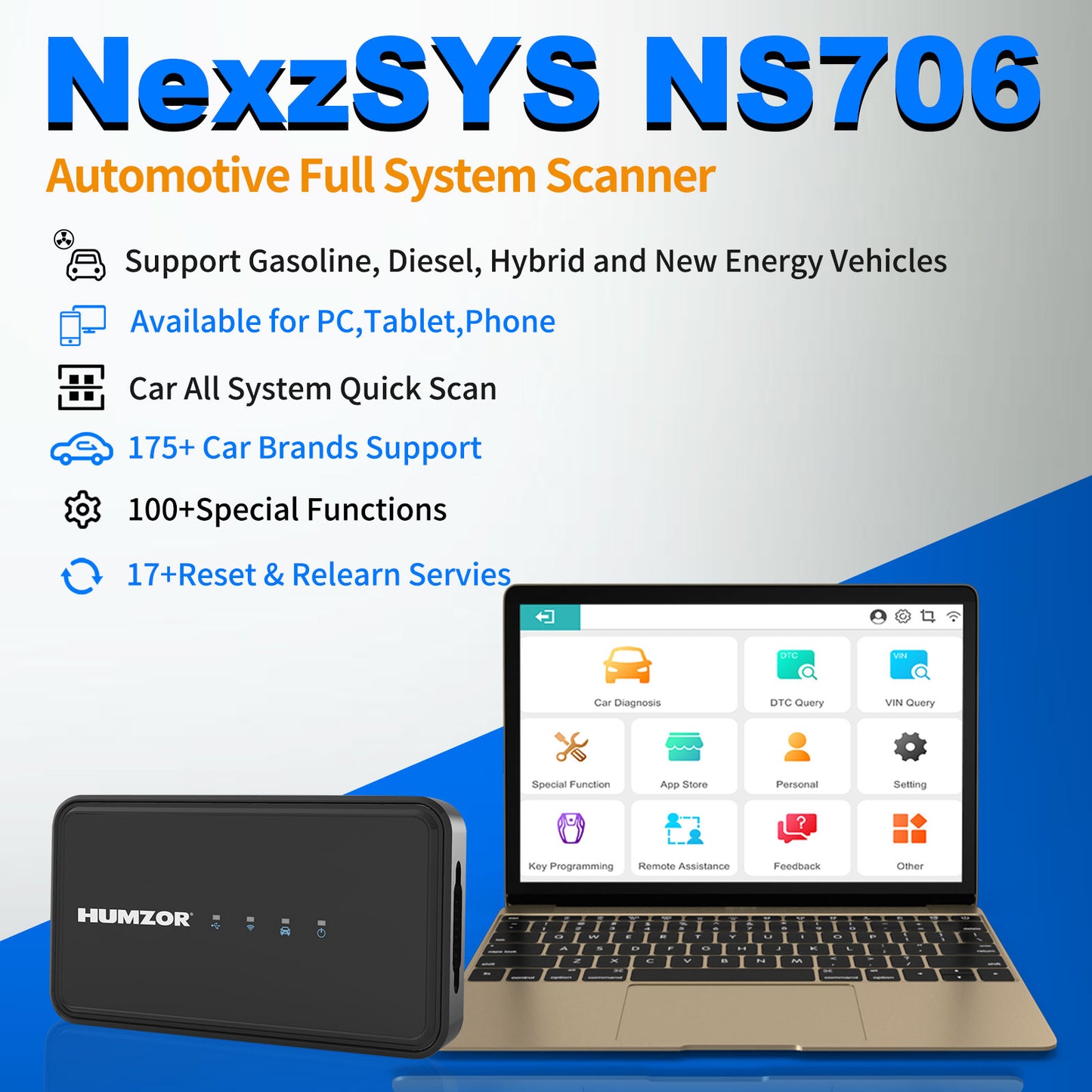 Humzor NexzSYS NS 706 PRO Full System scanner 17 Nulstil tjenester