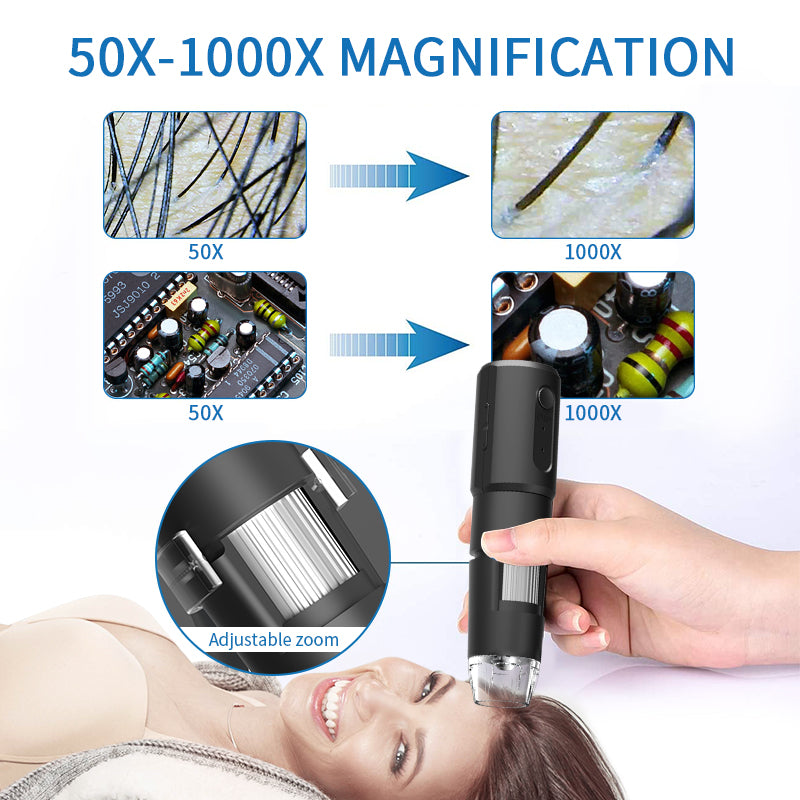 Wifi & USB 1080P HD-kamera industri mikroskop inspektions kamera IP67 vandtæt mikroskop med 8 LED-lys