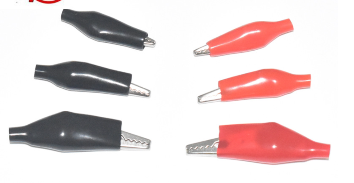 Sort rød, blød plastikbelagt testsonde alligatorclips Krokodille P2001 - LifafaDenmark Aps