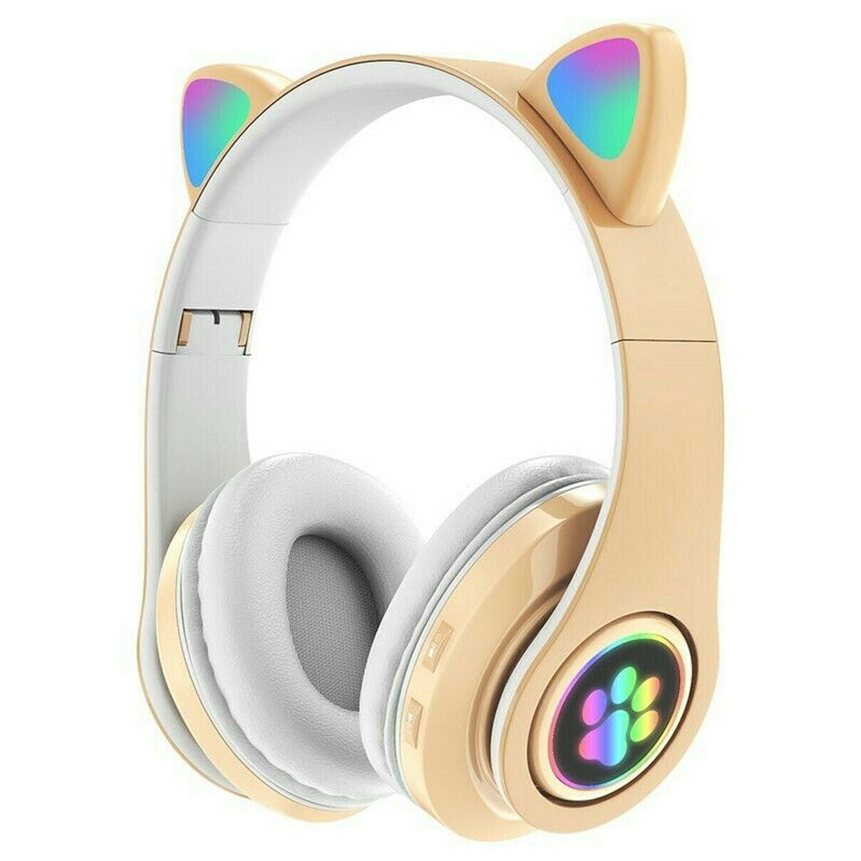 Søde katteører Trådløs hovedtelefon til børn med mikrofon blitz LED-lys Stereo musik hjelm Foldeligt telefon hovedsæt - LifafaDenmark Aps