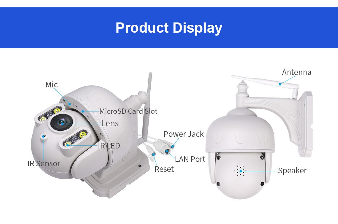 1920P QHD IP-kamera Nattsyn WiFi ONVIF H.265 AP Sikkerhedskamera - LifafaDenmark Aps