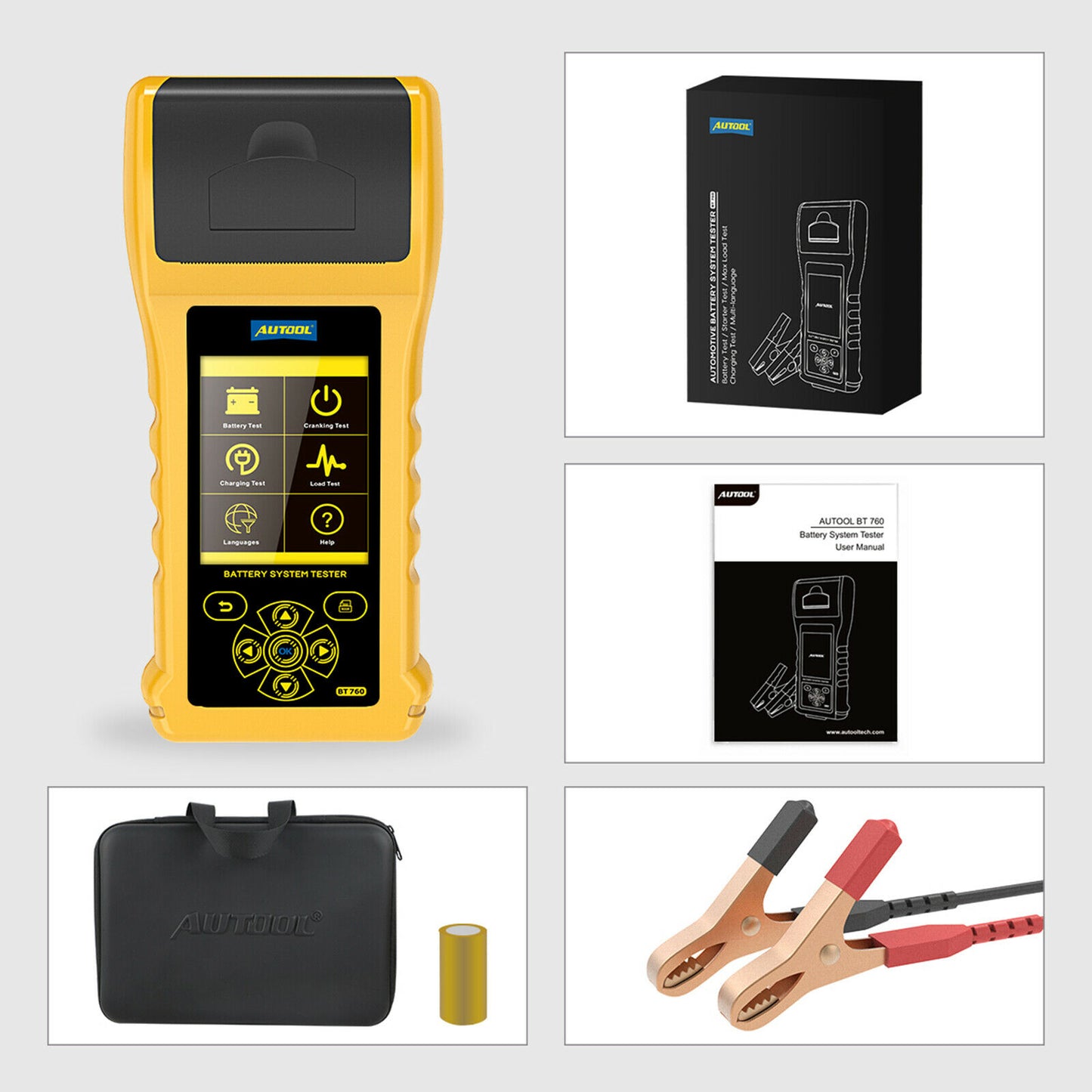 Car Battery Tester with Printer 6V 12V 24V Cranking Charging Load Test Analyzer