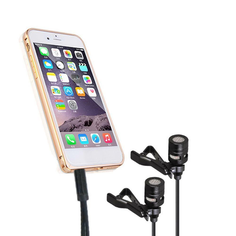 Mini Lavalier Lapel Mikrofon Optagelsesklemme med Dobbelt Hoved til Mobiltelefon - Lifafa Denmark