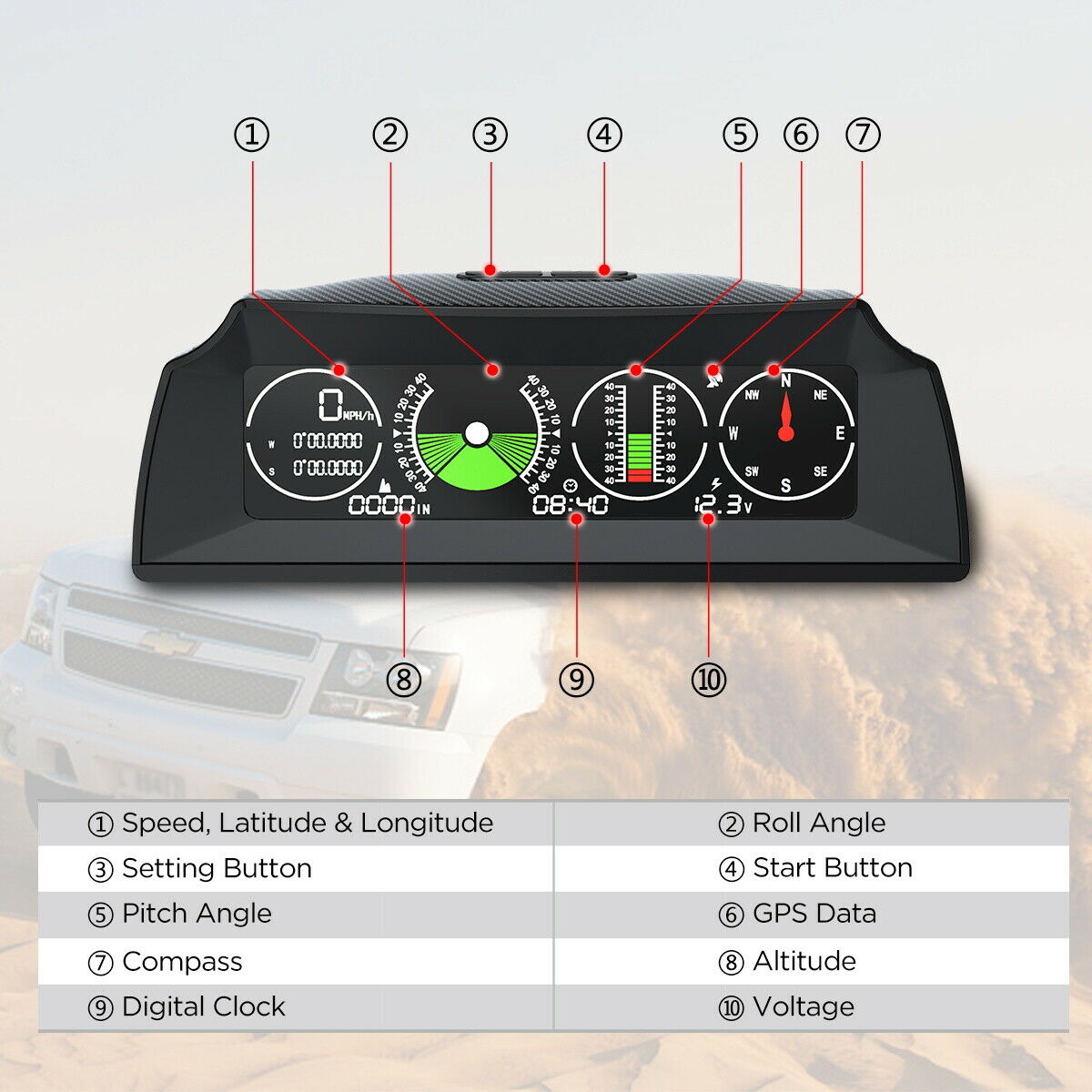 AUTOOL X90 Smart GPS hældningsmåler Speedometer Head Up Display Over Speed Alarm - LifafaDenmark Aps