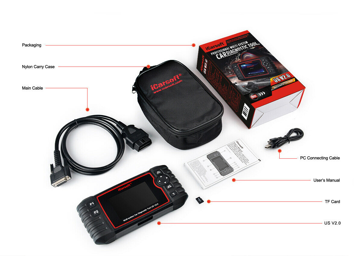 iCarsoft US V2.0 Multi-System Diagnostic Tool For FORD, GM, CHRYSLER, JEEP, HOLDEN - LifafaDenmark Aps
