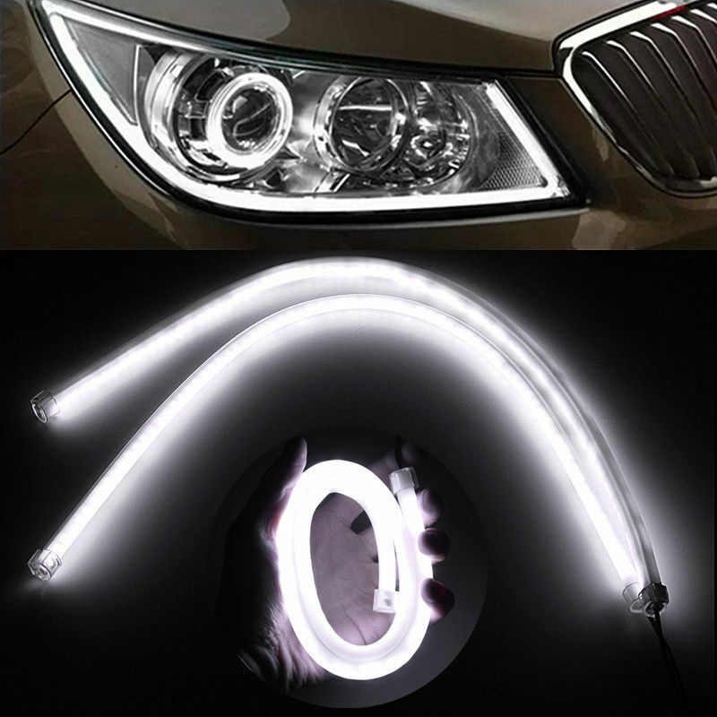 ventilation Geografi Patronise 2x 60 cm LED hvid bil DRL daglygter lampe strimmel lys fleksibel blødt –  Lifafa Denmark