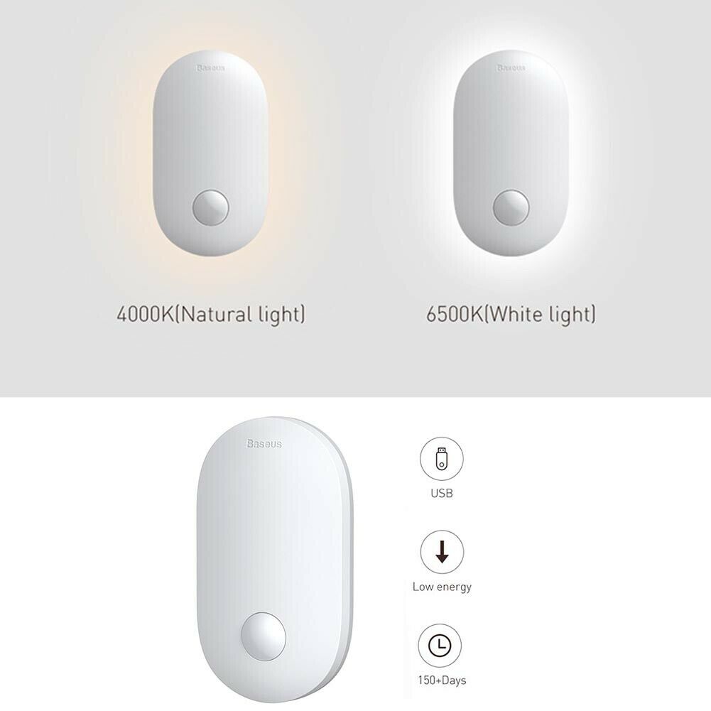 Baseus Sunshine-serie Magnetisk bevægelsessensor Genopladelige LED-væglamper - LifafaDenmark Aps