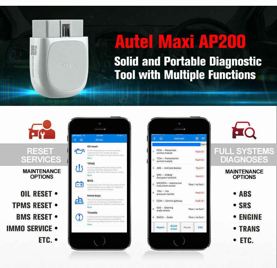 Autel MaxiAP AP200 OBD2 Scanner Diagnostic Tool Full System AutoVIN