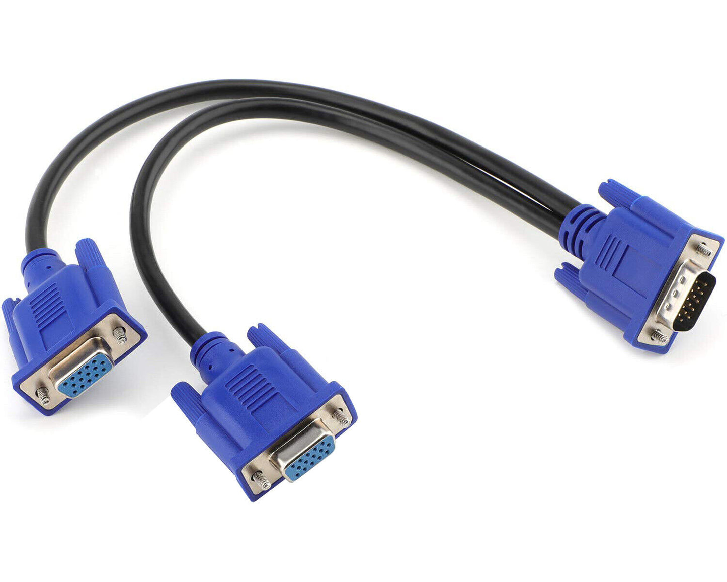1 pc til 2-vejs VGA SVGA skærm Y splitterkabel ledning 15-pin han hun LCD TFT - LifafaDenmark Aps