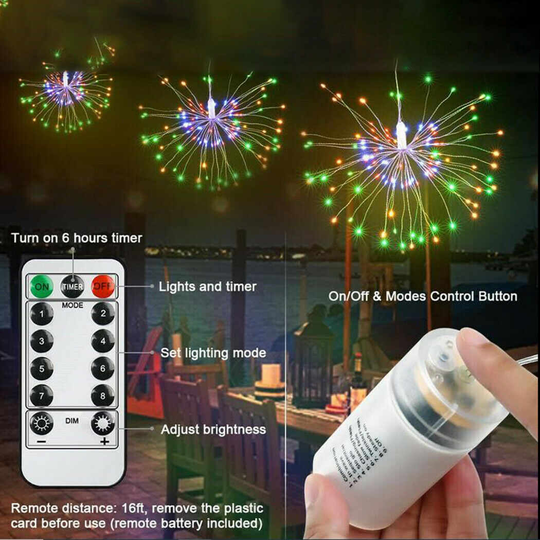Hængende LED Fairy String Light Christmas Party Xmas 8 Modes Remote