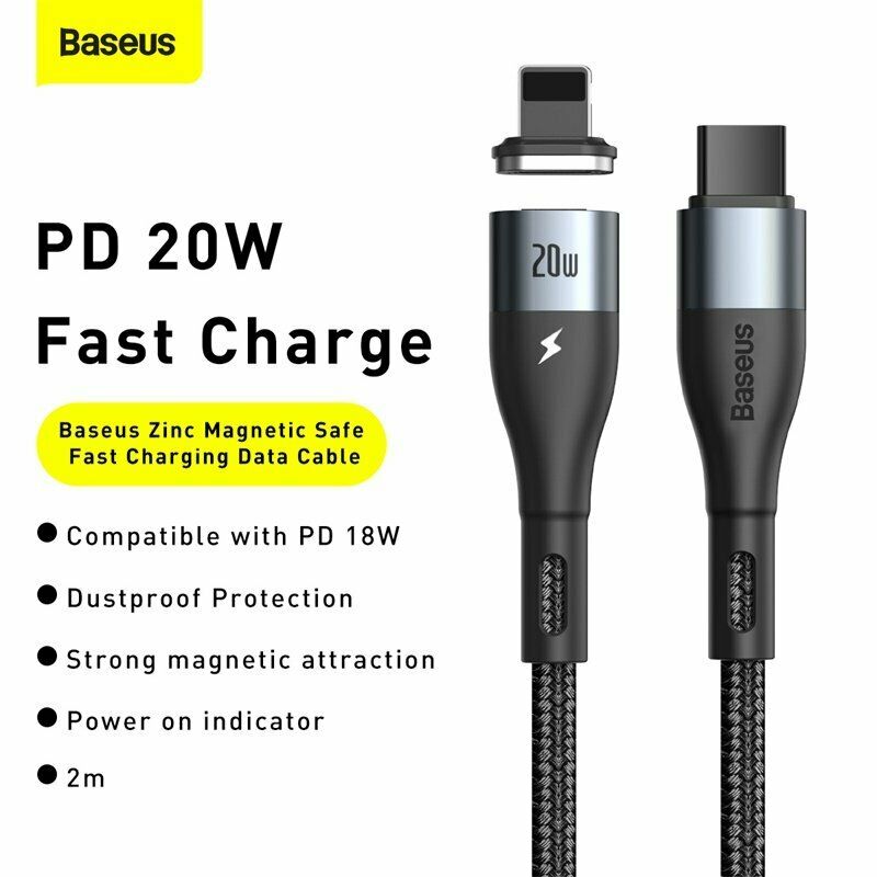 Baseus PD 20W Magnetic USB C For Apple Fast Charging Cable Charger For iPhone 12
