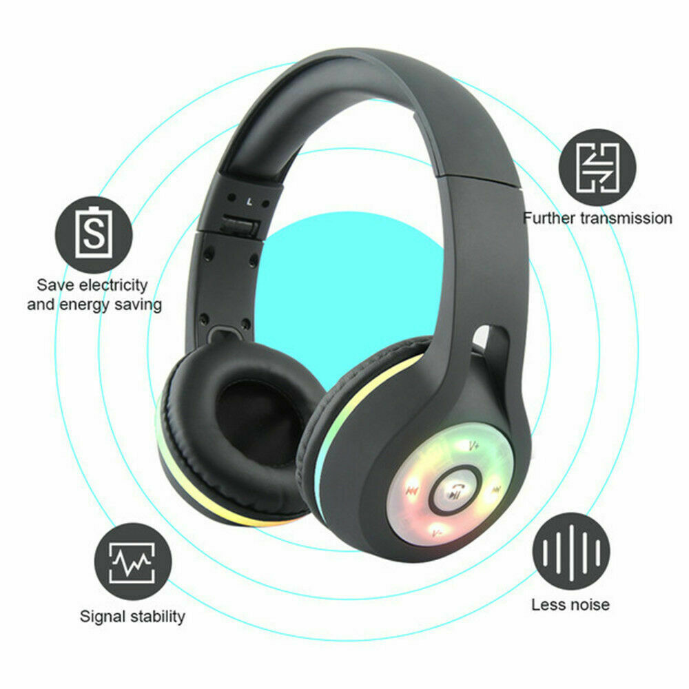 LED glødende Bluetooth- høretelefoner | Sammenklappeligt bærbart trådløst headset med mikrofon - Lifafa Denmark