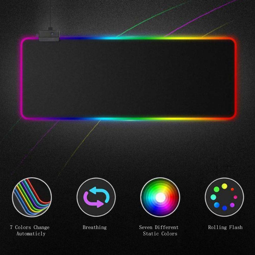 STOR 80 X 30 CM RGB FARVEFUL LED-BESKYTTELSE SPILLEMUS PADMAT FOR PC LAPTOP - Lifafa Denmark
