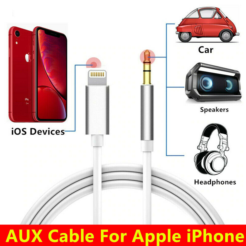 Aux-kabel til iPhone 11 7 8 Plus X XR 3,5 mm blybil stereooverførsel lydmusik - Lifafa Denmark