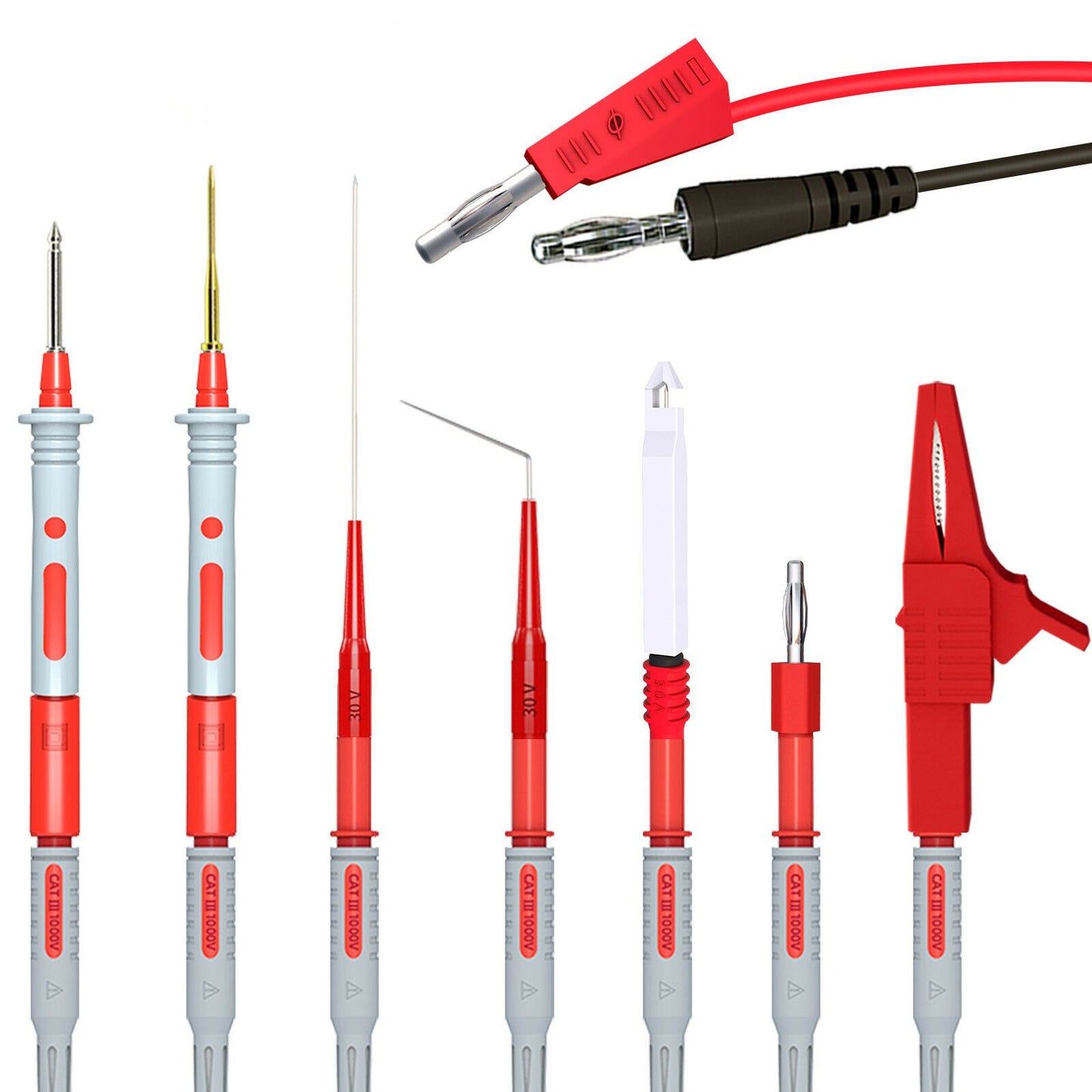 57 STK Back Probe Set Multimeter testledningssæt med udskiftelig sonde-bananstik - LifafaDenmark Aps