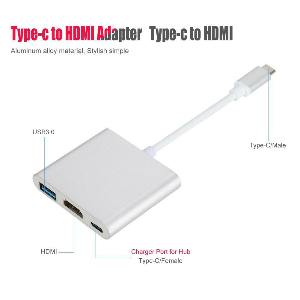 Type C til USB-C 4K HDMI USB 3.0 3 i 1 hub-adapterkabel til Apple Macbook - Lifafa Denmark