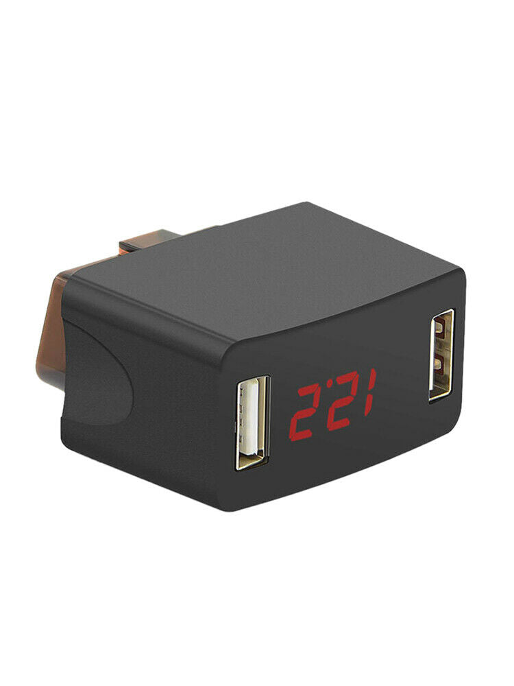 LED batterispændingsdisplay 12 / 24V billader 2 porte USB-opladning OBD MINI - Lifafa Denmark
