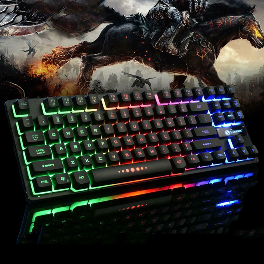 USB Wired 87 Keys Mechanical Feeling RGB Backlight PC Gaming Keyboard - Lifafa Denmark