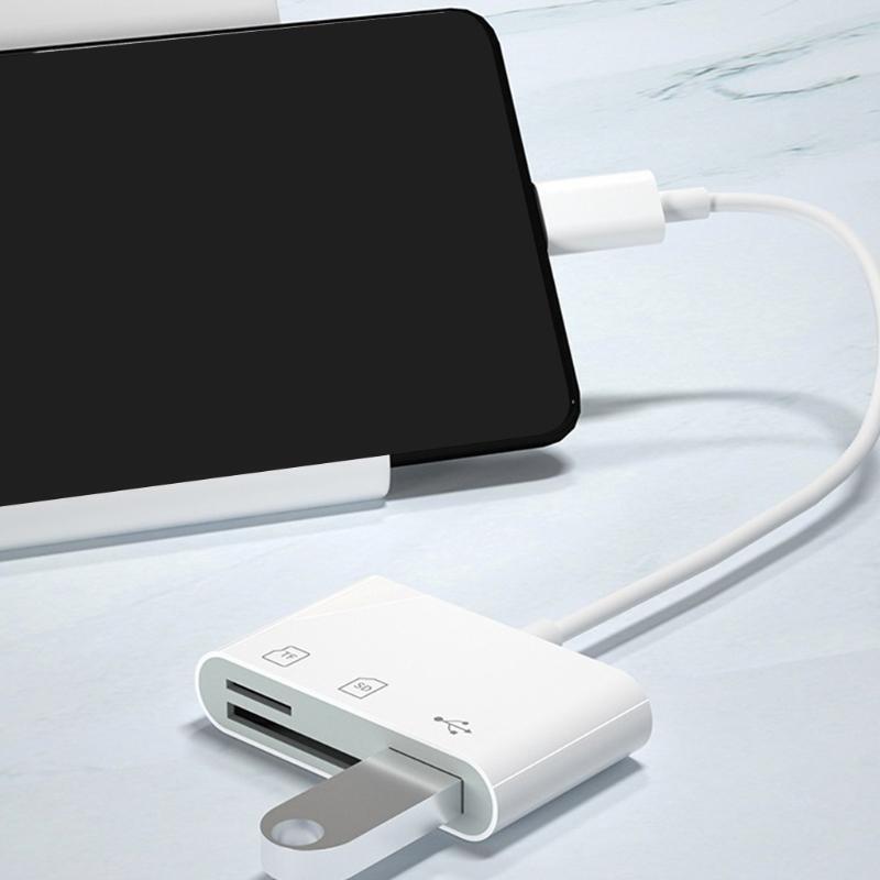 USB 2.0 bærbar kortlæser Type-C til TF CF Advanced Design OTG Adapter - LifafaDenmark Aps