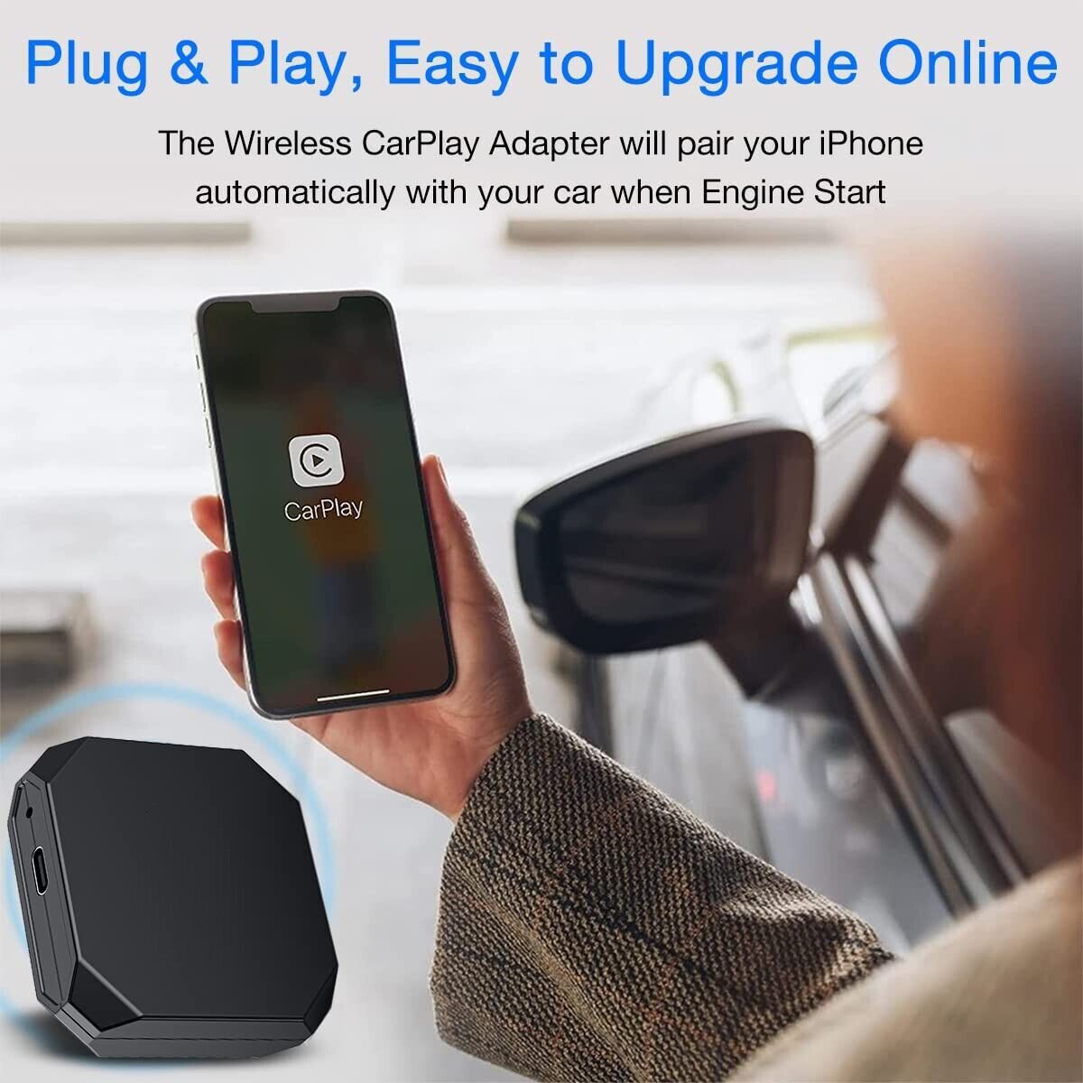 Trådløs ledningsfri CarPlay Adapter Dongle til Apple iOS Car Cavigation Player - LifafaDenmark Aps